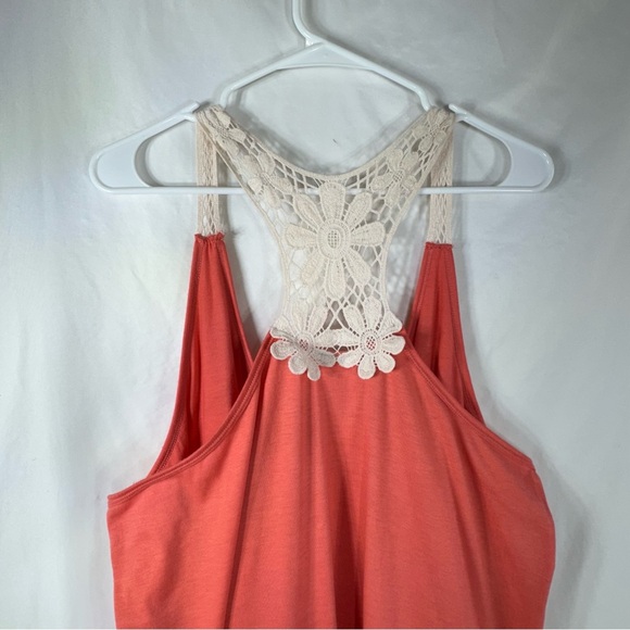 Ever Blue Lace Racer Back Ruffled Salmon Tank - Picture 5 of 8